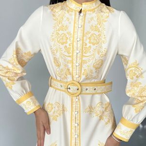 Atlas Kumaş Elbise(Kemer Dahildir) Beyaz